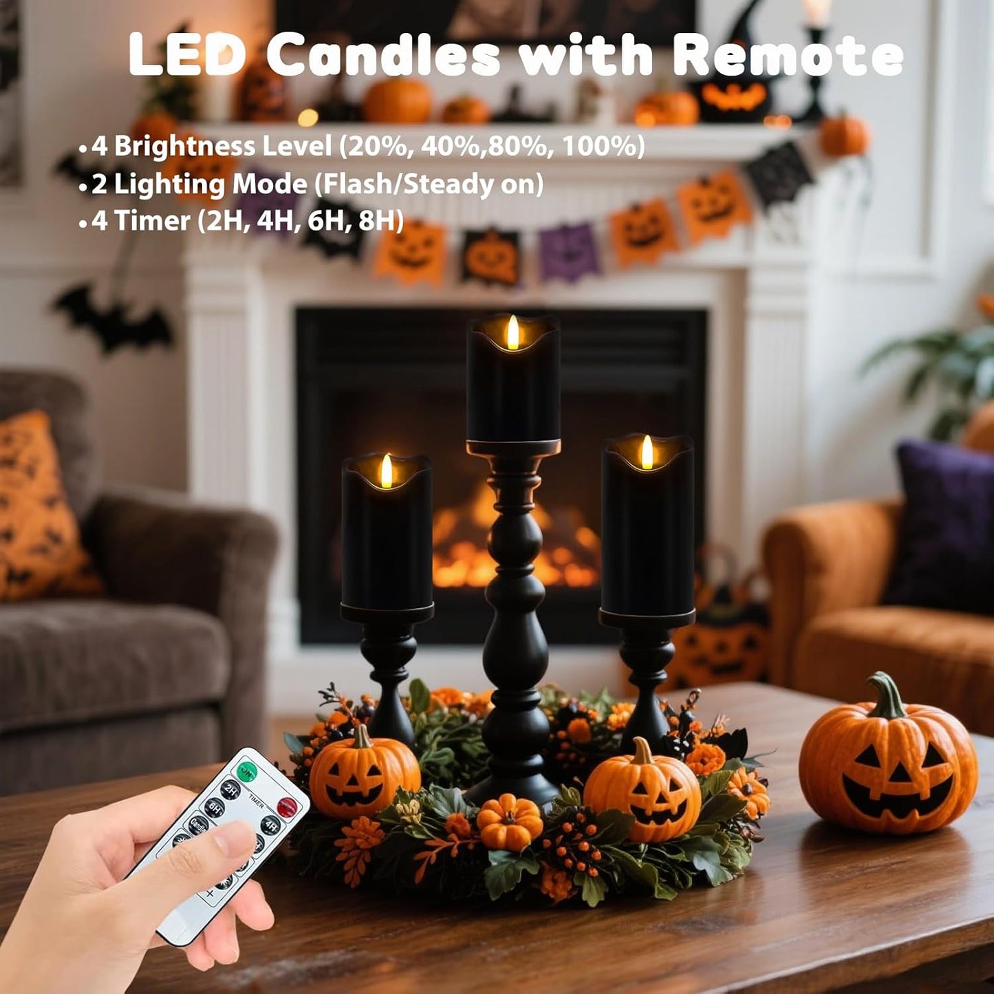 Flameless Candles Lights, Set of 3 Flickering LED Candles with Remote & Timer, Dimmable Electric Pillar Candles Battery Operated, Green Candles for Home St. Patrick’s Day Christmas Decor (Green)