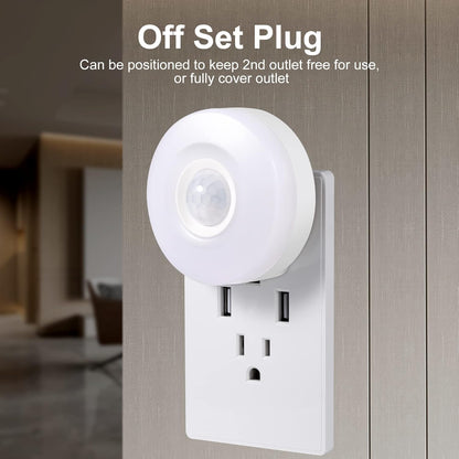 CREWEEL Night Light Plug in, Motion Sensor Night Lights Plug in Wall. 200LM Ultra Bright Soft Warm White nightlights, Smart Movement Sensor, Energy Efficient(Warm White 2Pack)