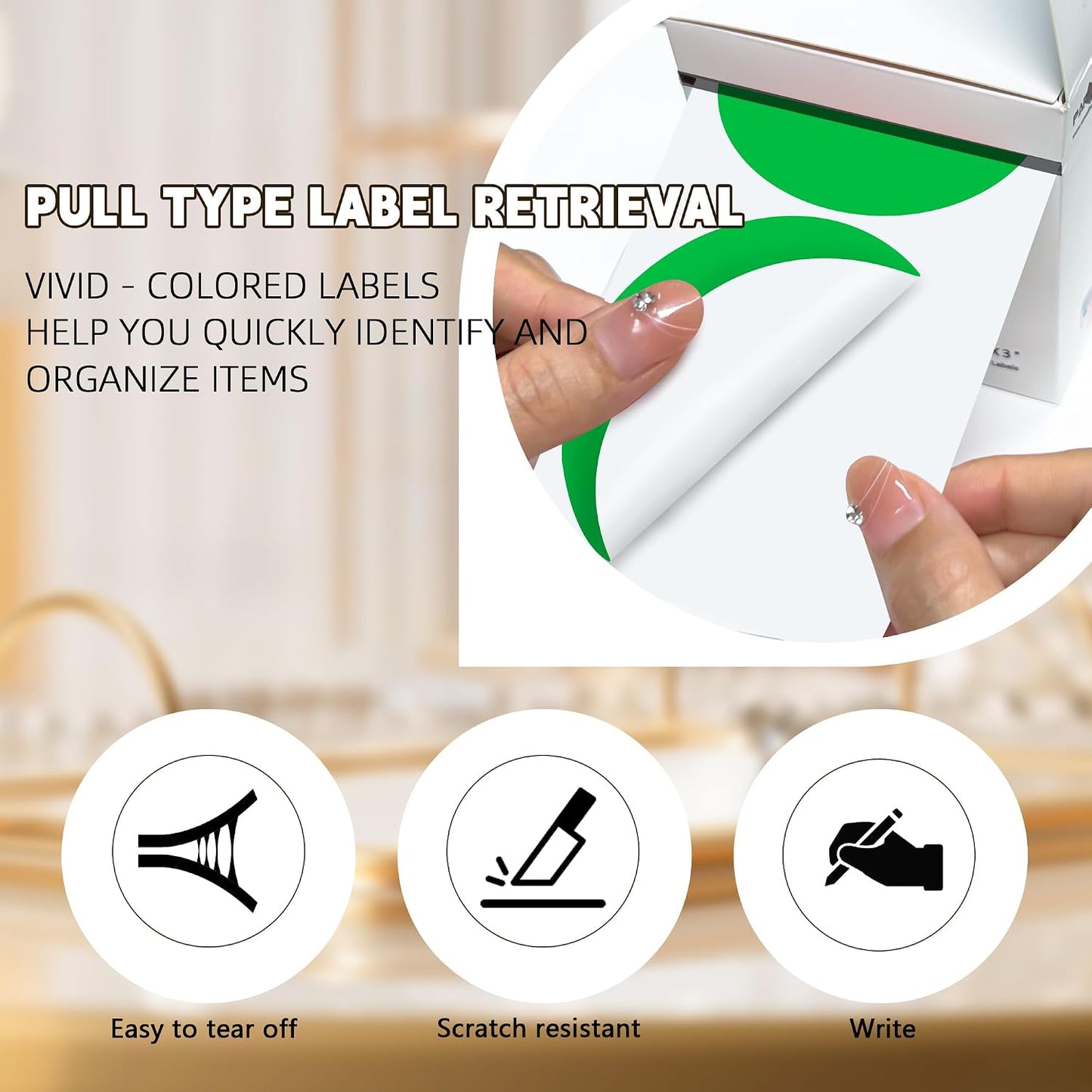 3 Inch White Color Code Dot Stickers,500 PCS Round Labels Stickers in Dispenser Box for Organization, Inventory,Classroom