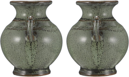 BESPORTBLE 2pcs Mini Ceramic Decorative Vase Set, Rustic Tabletop Flower Container for Home Décor, Small Household Flower and Plant Holder for Desktop and Shelf Display