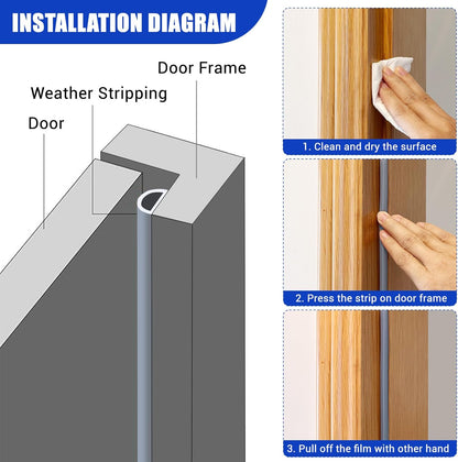 Weather Stripping Door Seal Self Adhesive Weather Strip Silicone D Shaped Door Seal Strip for Door Frame/Window Seal, 20Ft, Brown (3/8" W × 1/4" T)