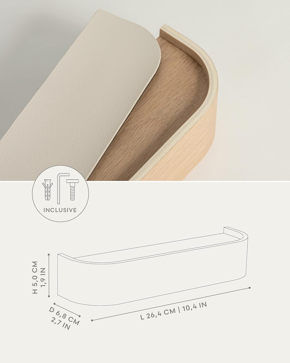 Kazai. Key Holder 'Toke' | Minimalist Key Hook Design from Berlin | Modern Key Holder Wall Mount with Wooden Shelf | Key Rack for Wall as Entryway Organizer | Walnut
