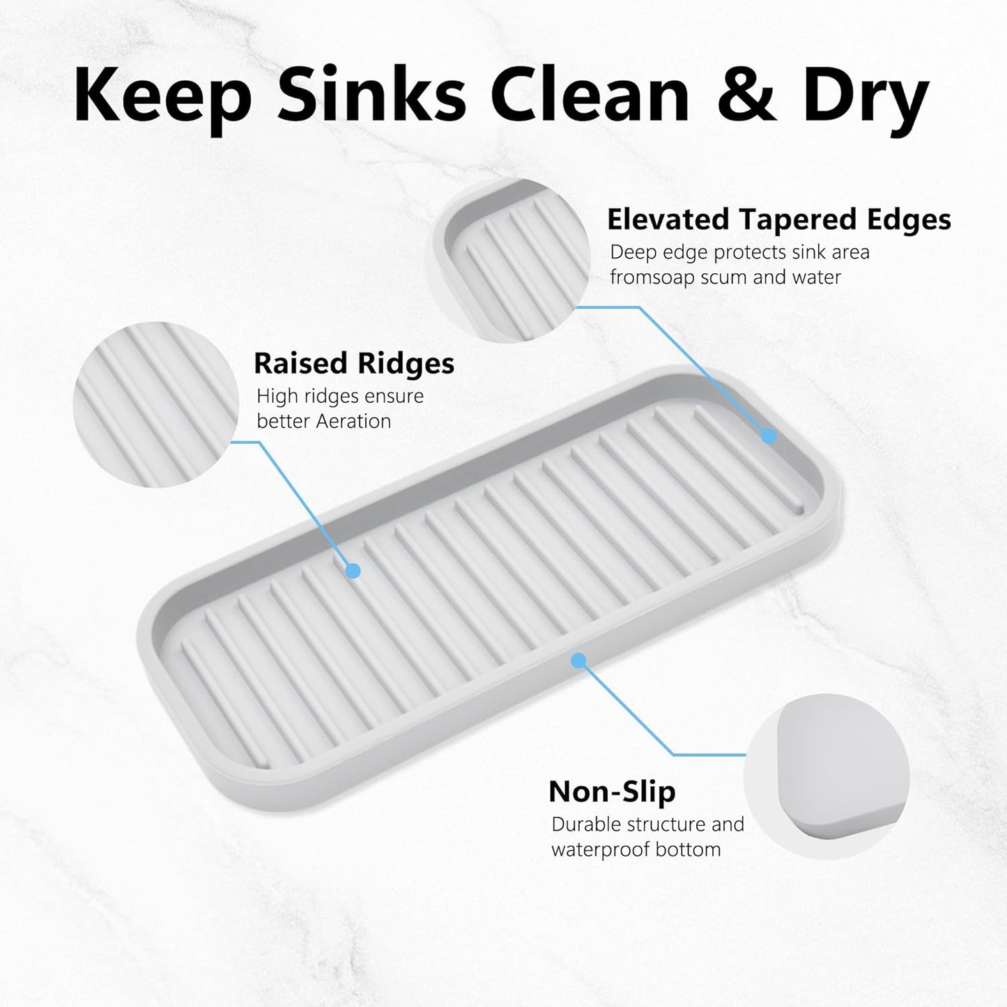 Silicone Sponge Holder Kitchen Sink Organizer Tray Dish Caddy Soap Dispenser, Scrubber Spoon Holder,Dishwashing Accessories 2 Pack (Black)