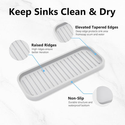 Silicone Sponge Holder Kitchen Sink Organizer Tray Dish Caddy Soap Dispenser, Scrubber Spoon Holder,Dishwashing Accessories 2 Pack (Black)