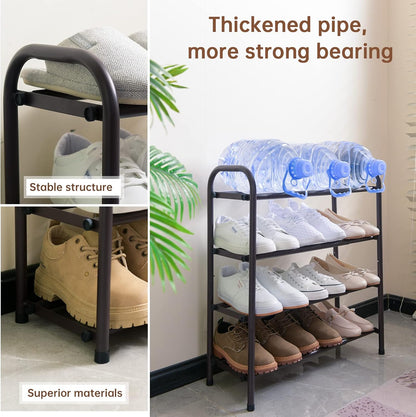 Gonfoam Shoe Rack for Closet, Expandable Shoe Organizer Storage Shelf, Adjustable Metal Free Standing Small Closet Shoe Rack for Entryway, Doorway (2-Tier Black)