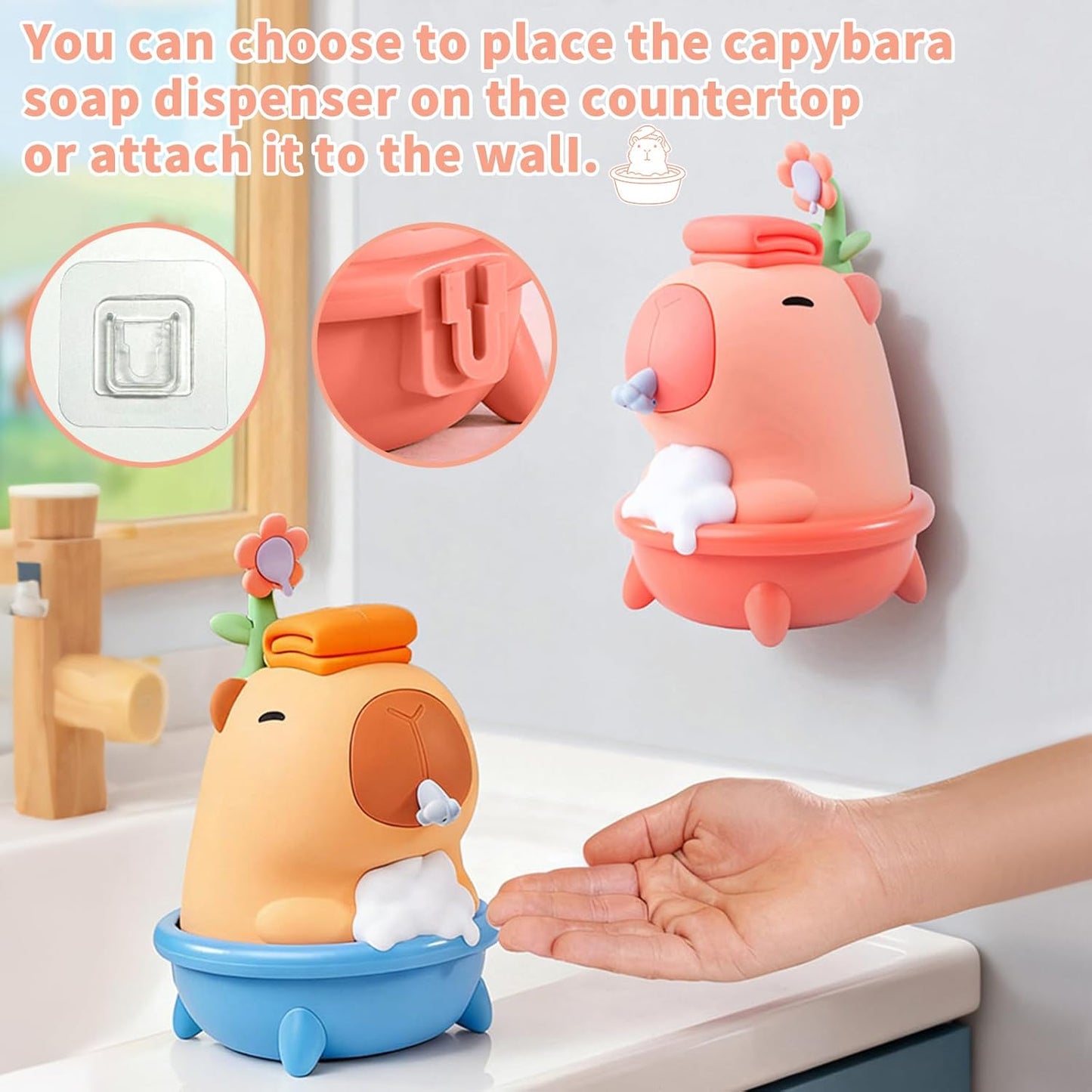 Kids Automatic Soap Dispenser - Cute Duck Touchless Foaming Hand Soap Dispenser, Waterproof USB Rechargeable, Hand- Free Shampoo Dispensers for Bathroom, Kitchen Countertop, Preschool