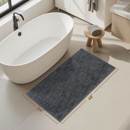 AMOAMI Bath Mat Non Slip Super Absorbent Quick Dry Bath Mats for Bathroom Floor Rubber Backing Washable Bathroom Rugs Modern Woven Jacquard Mat, Beside Tub Bath Rugs, 17" x 24", LightGrey