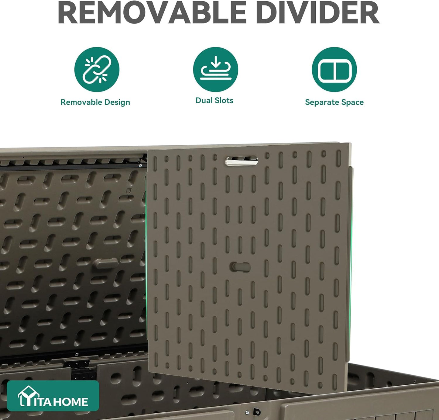 YITAHOME 100 Gallon Large Outdoor Deck Box | Waterproof Resin Storage Box, Lockable Indoor Outdoor Storage Container for Patio Furniture Cushions, Pool Accessories