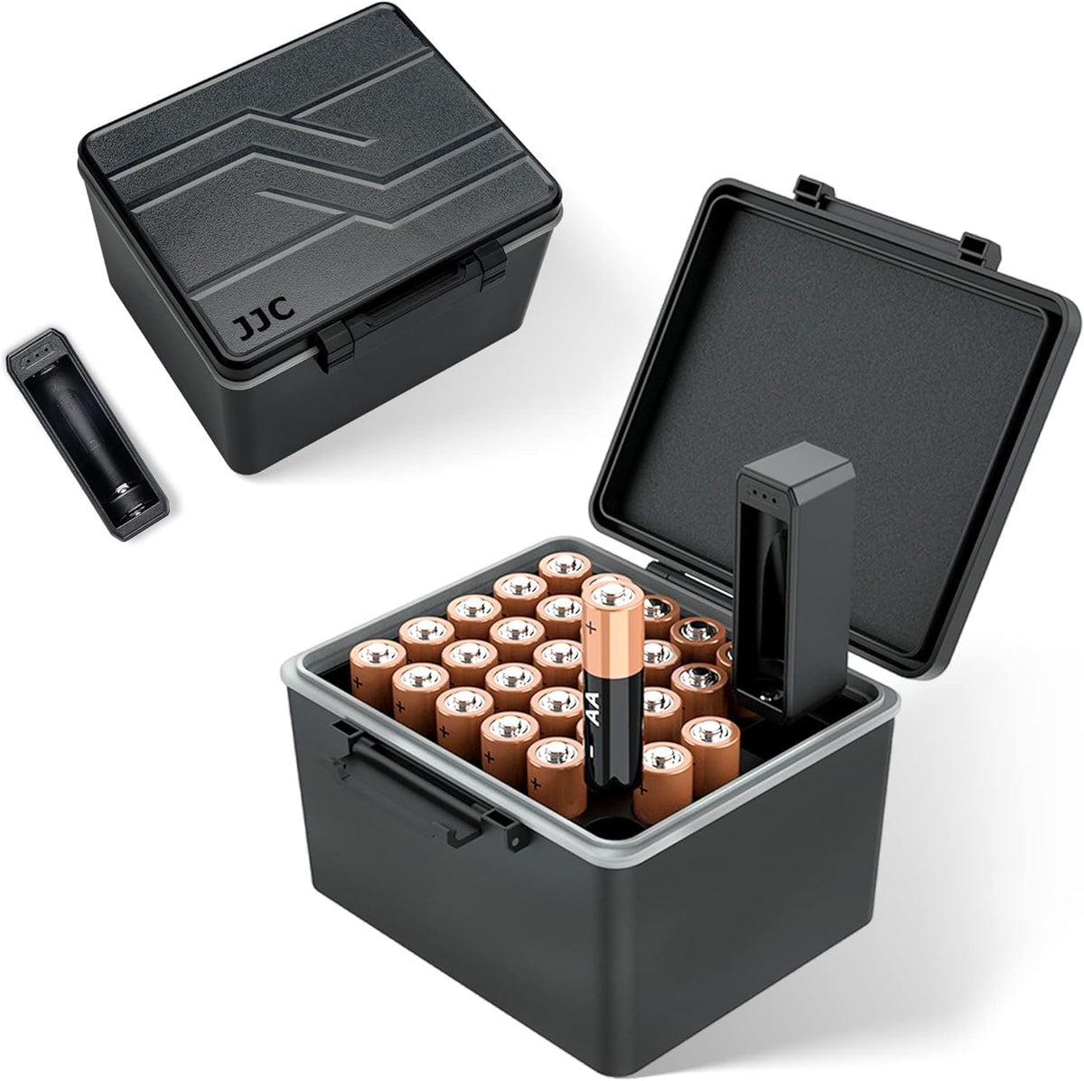 JJC 44 Slots AAA Triple A Battery Case Holder with Removable Battery Tester, Water-Resistant & Shockproof AAA Battery Storage Box Organizer