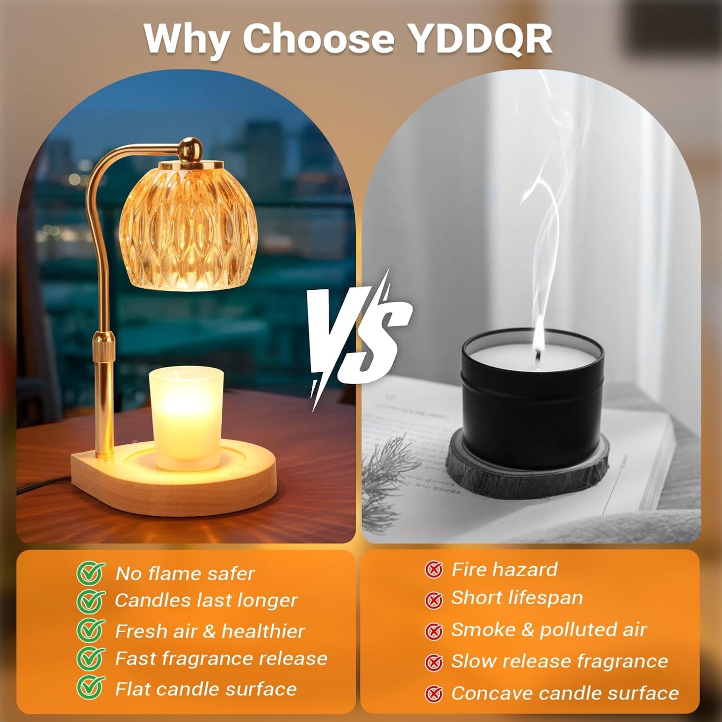 Candle Warmer Lamp with Timer Dimmer, Adjustable Height Candle Lamp Warmer for Jar Candles, Flower Glass Wax Melt Warmer with 2 Bulbs, Flameless Home Decor Gifts for Women Mom, Housewarming