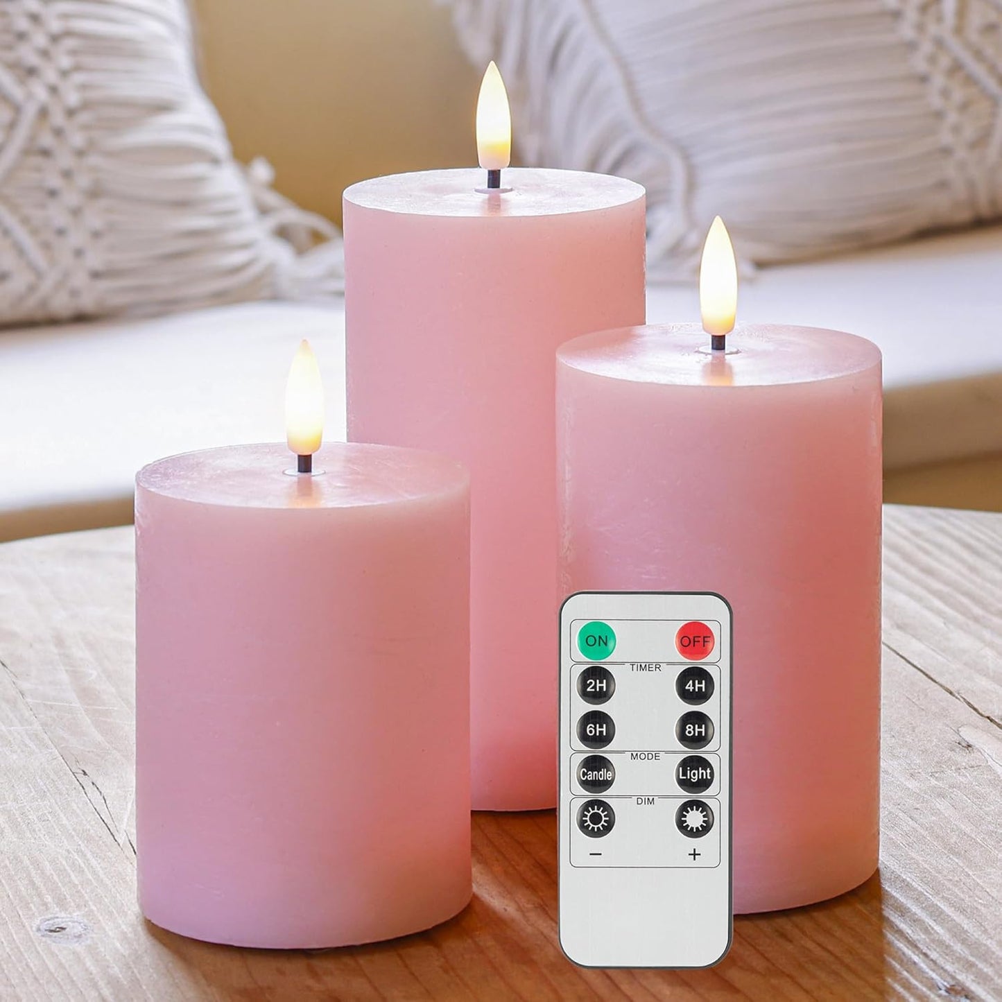 White Flameless Pillar Candles, Battery Operated Wax Candles with Remote, Flat Top Flickering Flameless Candles, LED Candle for Home, Wedding, Party Decor, Set of 3, Φ 3" H 4" 5" 6"