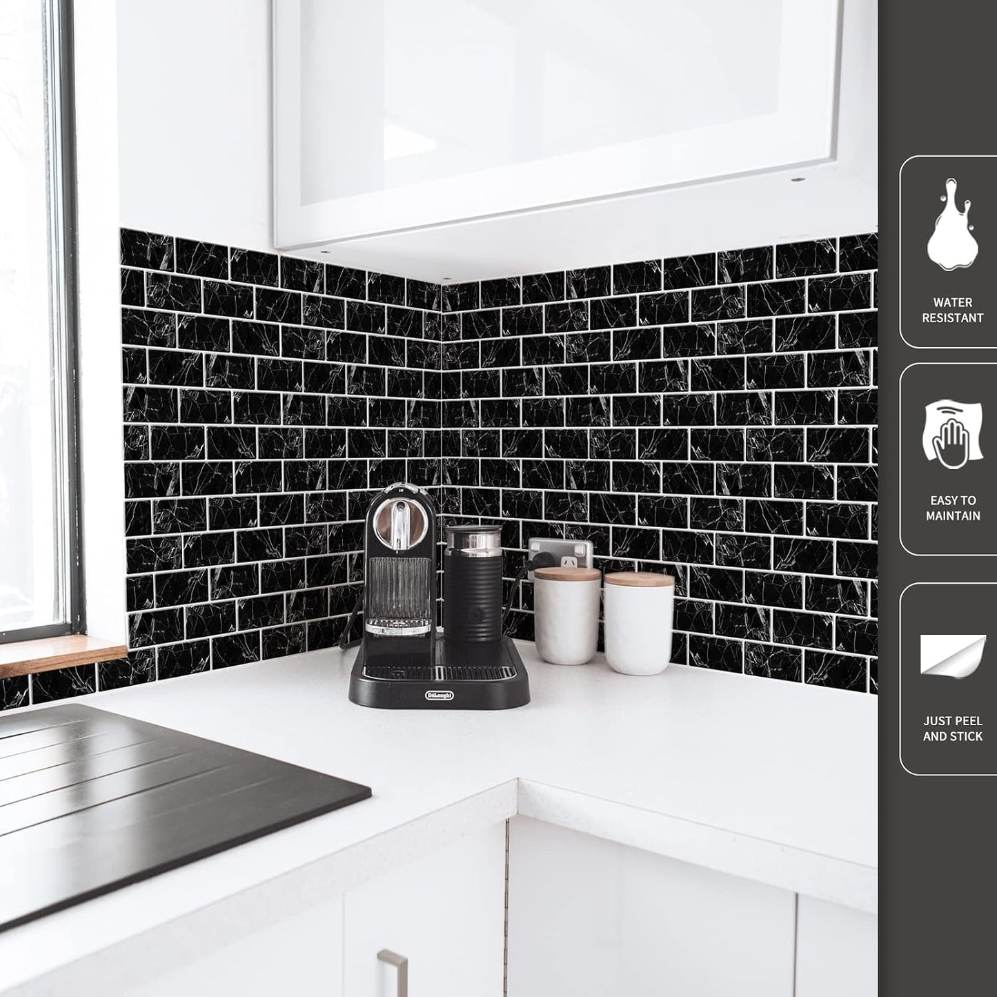 Art3d Premium 10-Sheet Peel and Stick Tile Backsplash - 12"x12" for Kitchen , Bright White