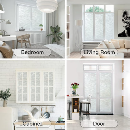 Haton Window Privacy Film, Frosted Glass Static Cling Sun Heat Blocking Window Clings, Frosting Opaque Coverings Stickers Tint for Home Office Door, Non Adhesive, White 17.5" x 78.7"
