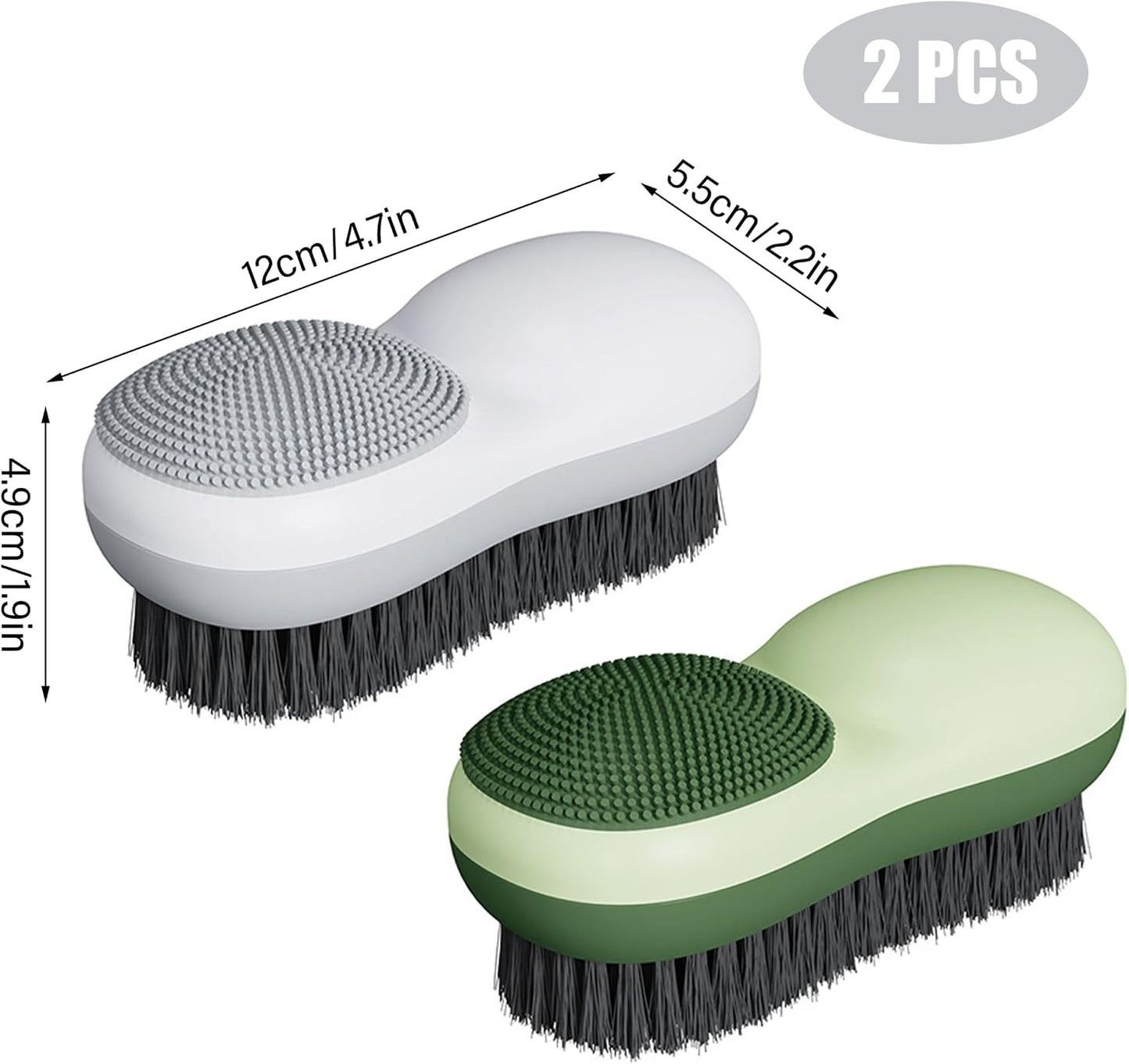 Laundry Scrub Brush, 2 Pack Scrub Brush Set Double Sided Soft Bristle Stain Remover Silicone Household Washing Clothes Multipurpose Brushes