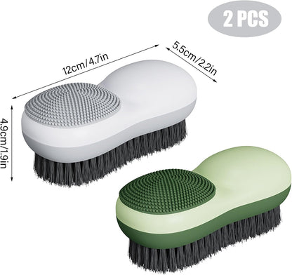 Laundry Scrub Brush, 2 Pack Scrub Brush Set Double Sided Soft Bristle Stain Remover Silicone Household Washing Clothes Multipurpose Brushes