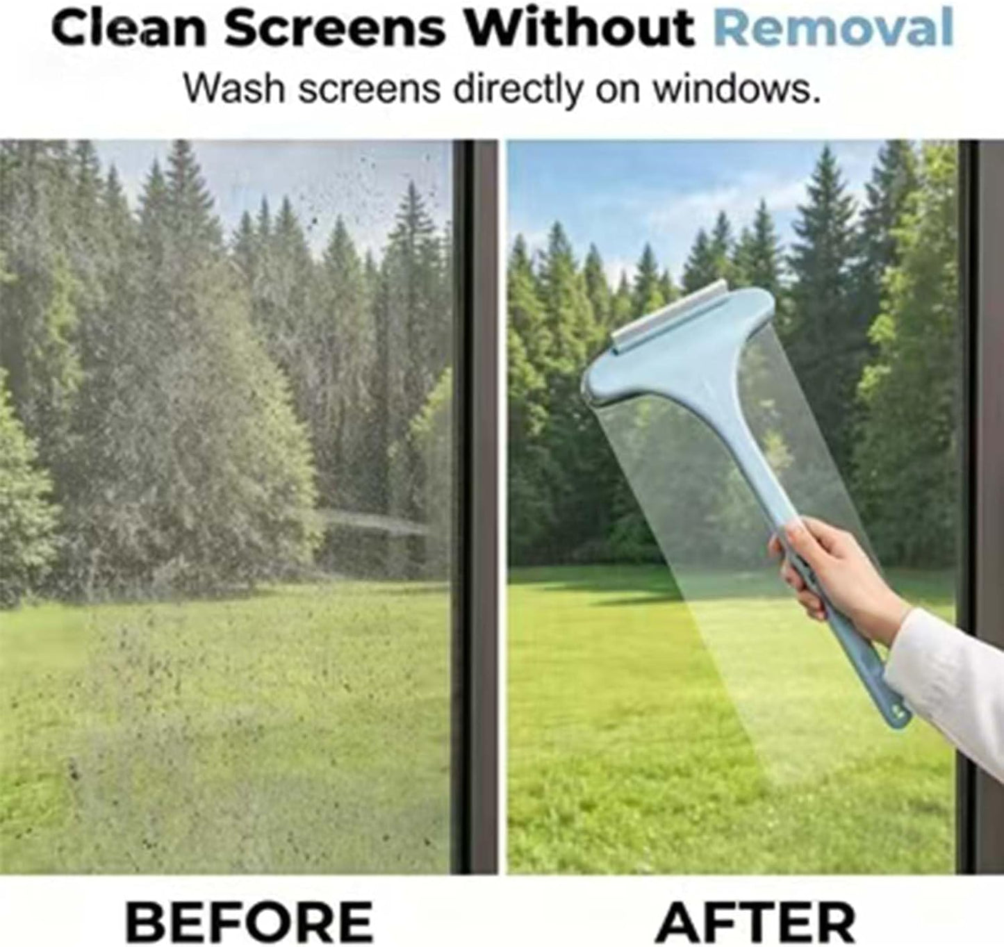 2 in 1 Window Screen Cleaning Brush, Mesh Window Screen Cleaner Tool with Squeegee, Multifunctional Screen Cleaner Tool for Patio Door Porch Screens
