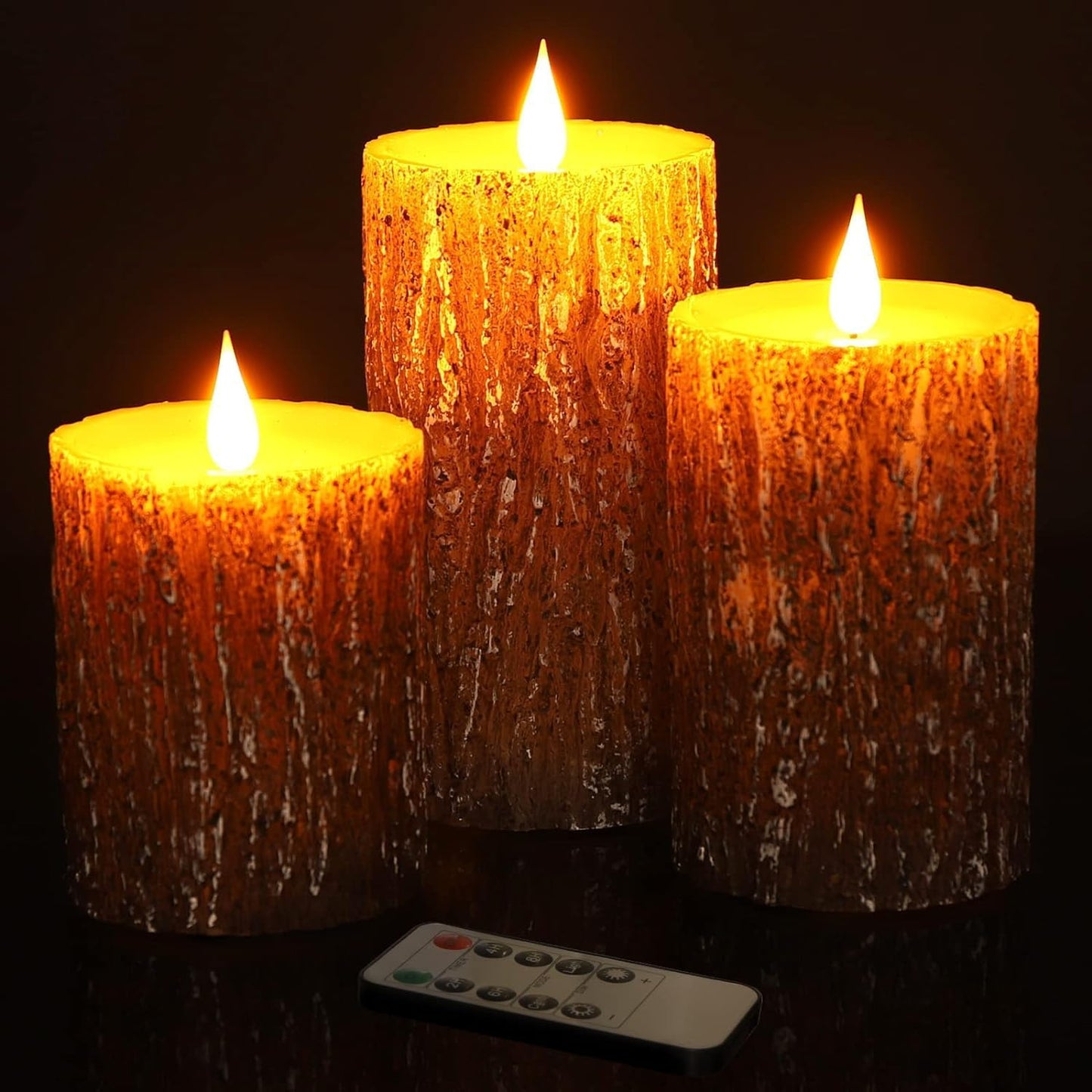 AKU TONPA Flameless Candles Battery Operated Pillar Real Wax Flickering Electric LED Candle Gift Sets with Remote Control Cycling 24 Hours Timer, Pack of 6 (3" D x 4" H, Ivory)