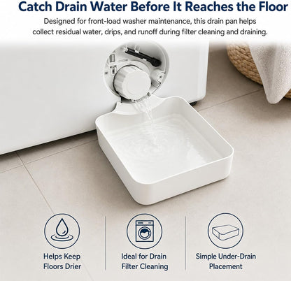 Universal Front-Load Washing Machine Drain Pan, Washing Machine Drain Tray, Leak-Proof Water Catch Drainage Tray, Easy Installation for Basements, Apartments, Mobile Homes, Garages, and Rentals