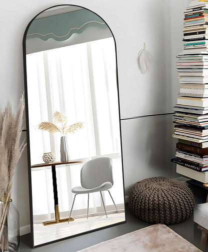 OGCAU Floor Full Length Mirror, 56"x20" Arched Full Body Mirror, Hanging or Leaning, Standing, Wall Mounted with Aluminum Frame for Bedroom Living Room, White