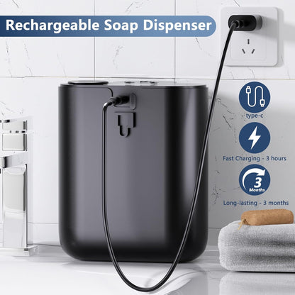 Automatic Soap Dispenser,9 Levels Liquid Soap Dispenser for Kitchen, RechargeableTouchless Liquid Hand Soap Dispenser for Bathroom,16.9oz/500ml,1200mah Rechargeable,Wall Mount & Countertop