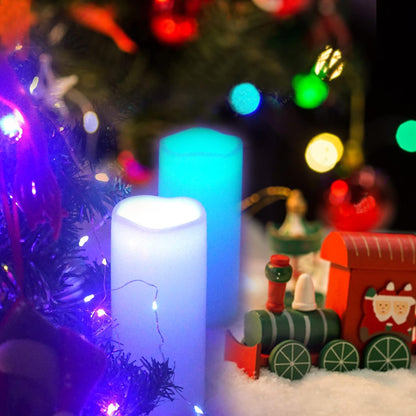 CANDLE CHOICE Waterproof Outdoor Battery Operated Flameless Candles with Remote Timer Plastic Flickering Fake Electric LED Pillars for Lantern Garden Wedding Christmas Decorations 3x4 Inches 3 PCS