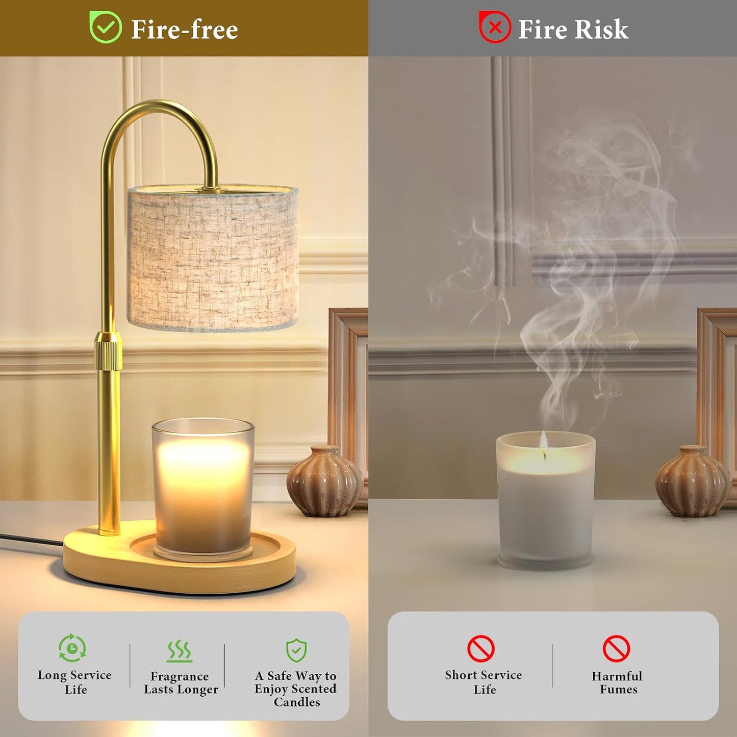 Black Candle Warmer Lamp with Timer Dimmer, Electric Candle Warmer Wax Heater, Birthday Gifts for Women Her Mom, House Warming Gifts New Home