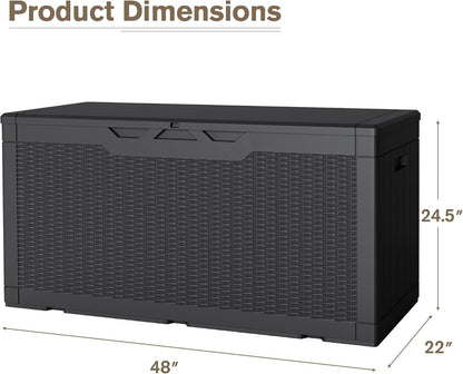 JUMMICO 31 Gallon Resin Deck Box Waterproof Indoor Outdoor Storage Boxes for Patio Furniture Cushions and Garden Tools (Brown)
