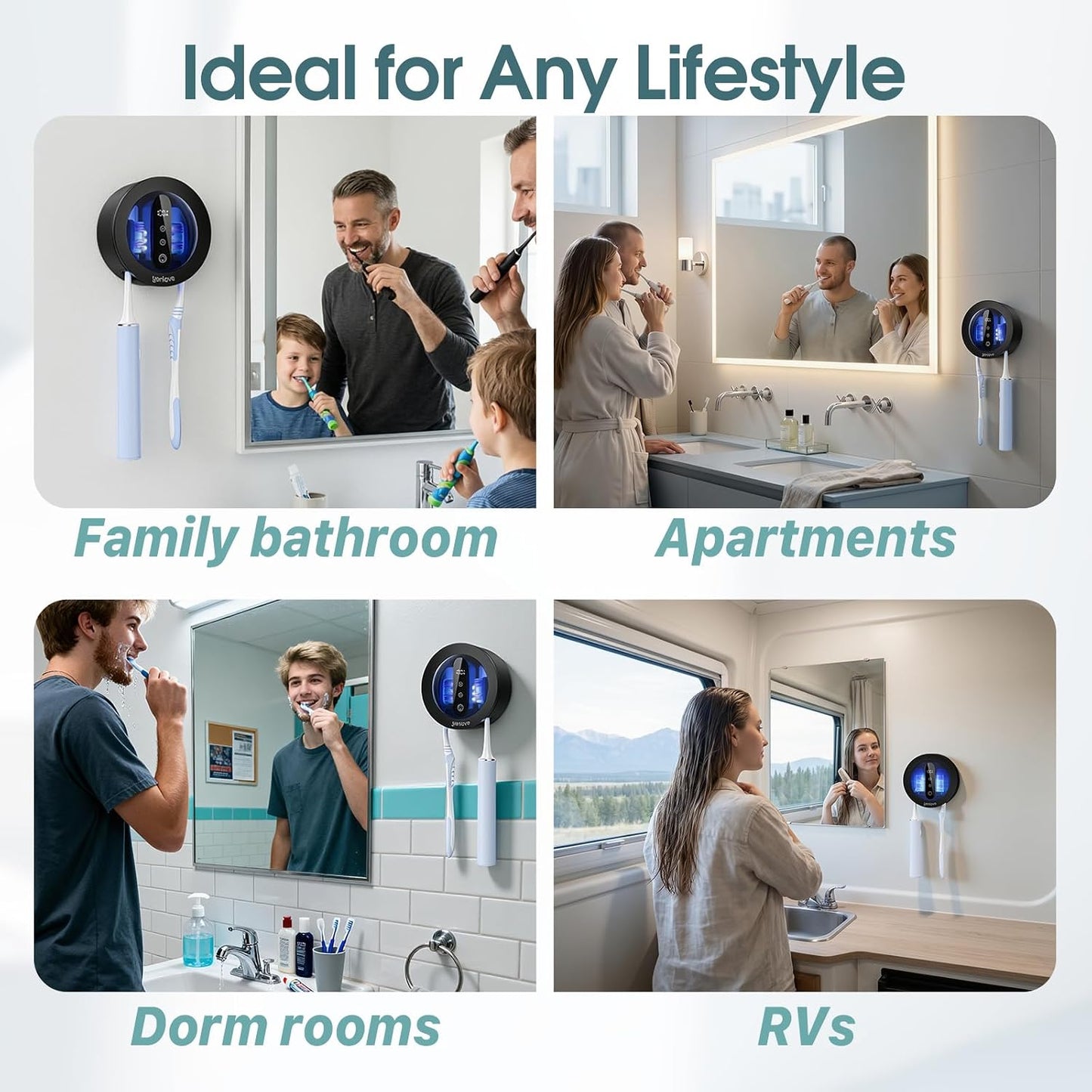 Upgraded Toothbrush Holder with UV & Heated Drying, Smart Tooth brush Holder for Bathroom Accessories, Wall Mounted Toothbrush Organizer Fits Manual and Electric Toothbrushes for Home & Travel