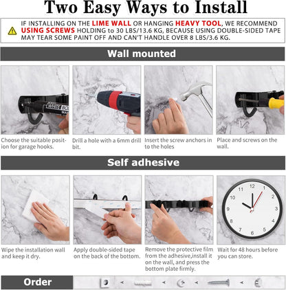 AceMining Broom Holder Wall Mount, 3 Racks 4 Hooks Heavy Duty Mop Organizer | Mop Holder Wall Mount and Broom Hanger for Garage, Laundry Room, Kitchen and Utility Storage
