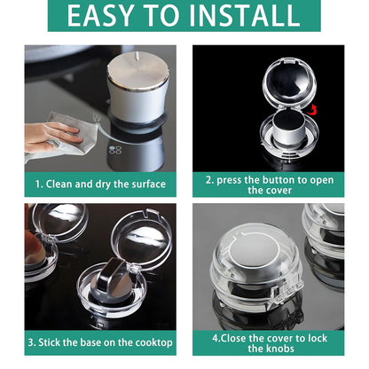 6pcs Gas Stove Knob Locks, Oven Knob Covers for Child Safety, Adhesive Gas Stove Knob Covers, Gas Stove Child Safety Knob Locks Childproof Baby Proofing Oven Safety Lock No Tools Need (Transparent)