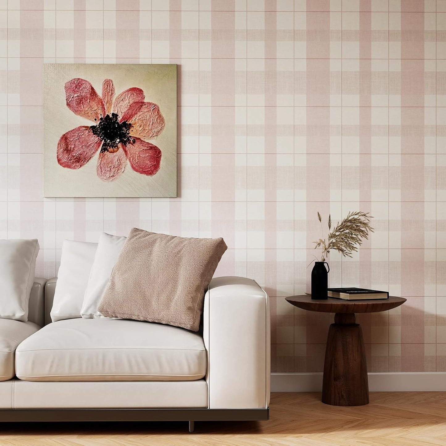 Modern Peel and Stick Wallpaper 17.3" x 78.7" Self Adhesive Wallpaper Textured Neutral Stripe Contact Paper Removable Vinyl Wall Paper for Living Room Bedroom Accent Wall Modern Minimalist Wall Decor