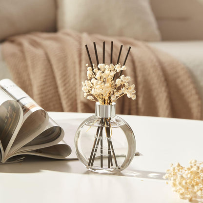 Flower Reed Diffuser Set 5.07oz Satin Rose Scent Diffuser with Sticks Home Fragrance Reed Diffuser for Bathroom Shelf Decor