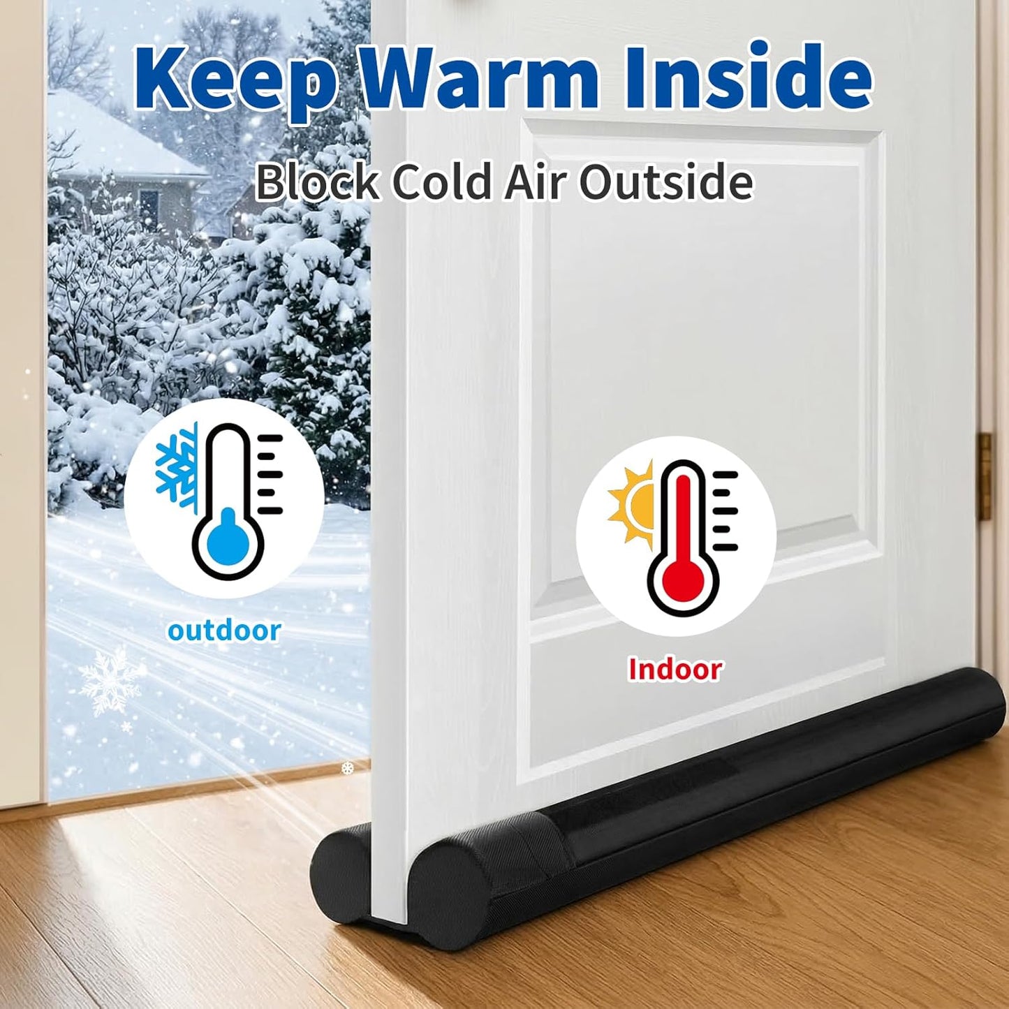 Under Door Draft Blocker, Adjustable Door Draft Stopper for Bottom of Doors, Double-Sided Block Fits 29" to 36" Doors, Block Cold Air, Noise and Dust, Easy to Install, Ideal for Home and Apartment
