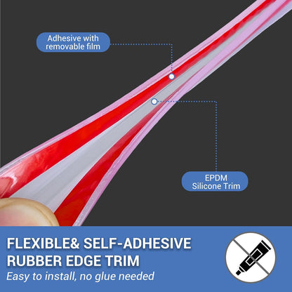 Slimline Cabinet Door Edge Protector, 3/4" Self Adhesive Peel and Stick Rubber Edge Guards, Flexible U Shaped Strips for Kitchen & Garbage Drawer Fronts, Edge Trims for Desks and Shelfves, Black, 10Ft