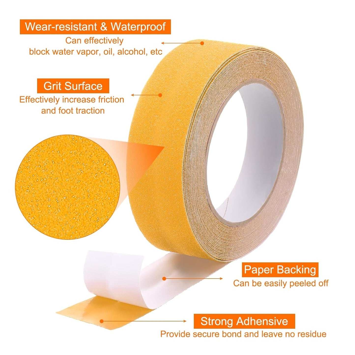HARFINGTON Anti Slip Traction Tape 2" x 16.4ft Waterproof Non-Slip Grip Tape High Friction Weather Resistant Non Skid Stair Treads Tape for Indoor Outdoor Stair Steps, White