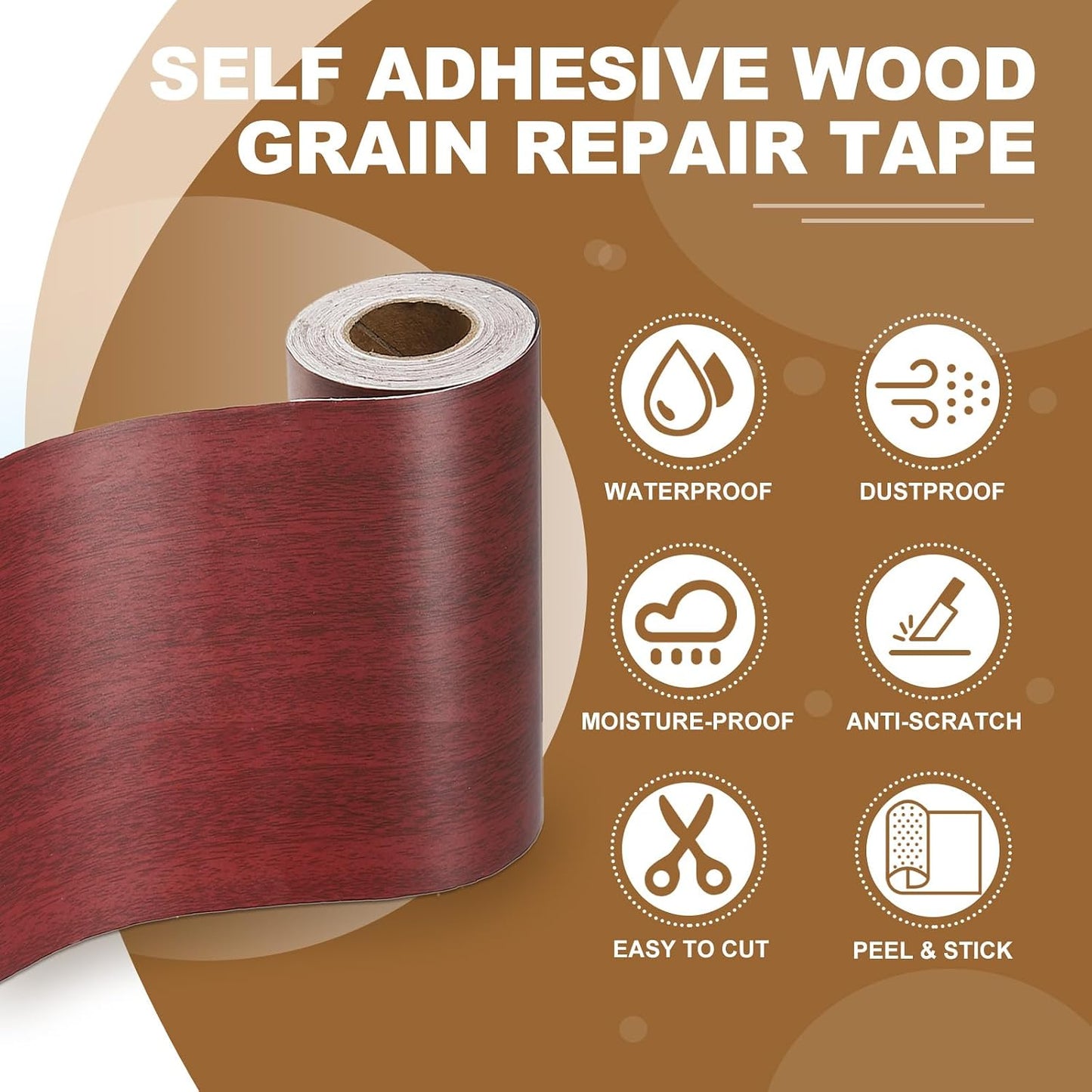 PATIKIL Self Adhesive Wood Grain Repair Tape 33'x 3", Multi-Use Realistic Wood Grain Repair Patch for Furniture Floor Door Table Chair Windows Handicraft DIY, Yellow Teak