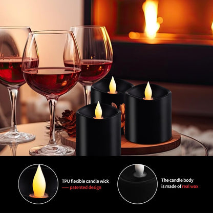3x3 Flickering Flameless Candles Set of 2, 2AA Battery Life 600 Hours Battery Candles Flickering with Timer,3 inch Flameless Candles with Remote for Indoor/Outdoor, Ivory