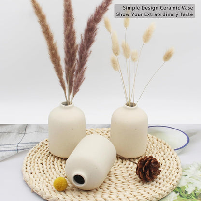 YANLING 6 Pack White Vase Small Ceramic Vases for Decor, Bud Vases | for Centerpieces White Vases for Flowers Boho Home Decor, Pampas Grass Dried Flowers Vases