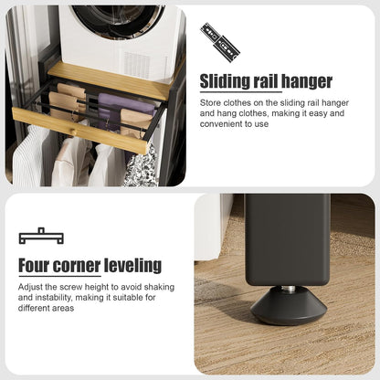 Washer Dryer Shelf Over The Washer Storage Shelf, Washing Machine Storage Utility Rack with Countertop, Height Adjustable Washing Machine Storages Stand White