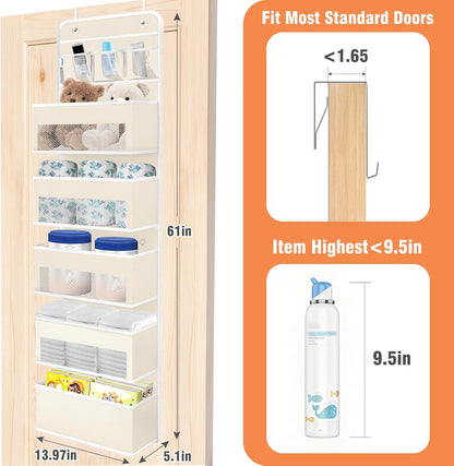 WISELIFE Over The Door Organizer Storage 4 Shelves Large Capacity Hanging Bedroom Storage Solution with 6 Side Pockets for Dorm Bathroom Pantry Nursery and Baby Essentials Holds up to 40 Lbs (Black)