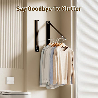 Clothes Drying Rack, Laundry Room Wall Mounted Retractable Clothes Hanger Drying Rack, Laundry Clothing Drying Rack Folding Indoor or Outdoor, Easy Installation Aluminium Dryer, 1pcs(White)