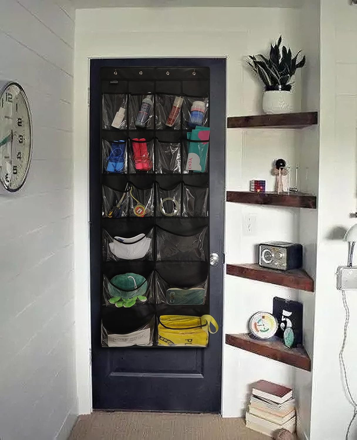 Extra Large Hanging Crystal Clear Over Door Shoe Organizers, Closet Shoe Organizer Shoe Rack Organizer Shoe Storage, 12+6Pockets, 4Hooks, white (59"x 21.6")