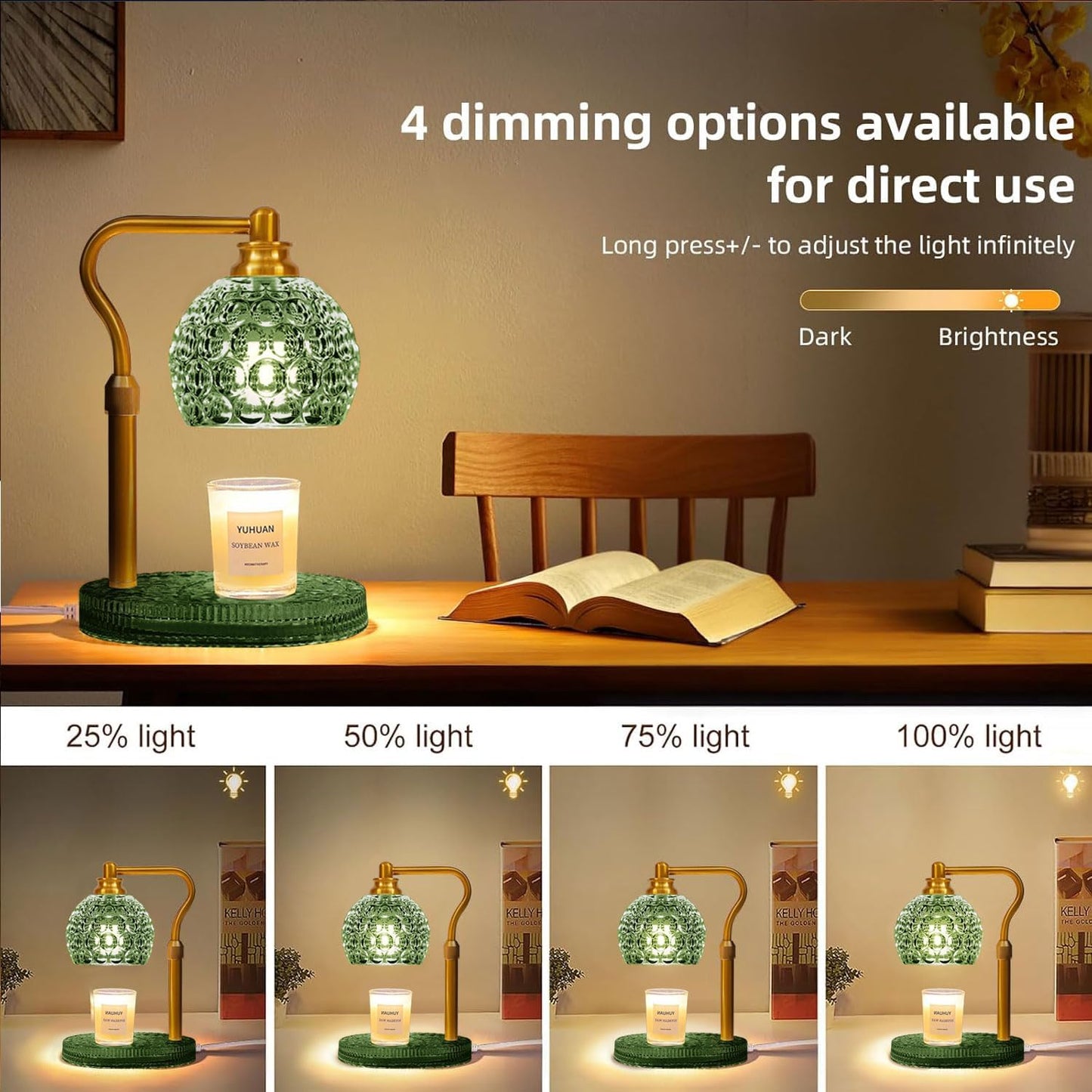 Candle Warmer Lamp with Timer & Dimmer, Glass Lamp Candle Warmer for Jar Candles, UPGRATED with 3 Bulbs, Height Adjustable Electric Wax Warmer for Elegant Home Decor (Crystal Clear)