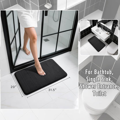 Yimobra Memory Foam Bath Mat, Super Soft Absorbent Bathroom Rug Non Slip, Quick Dry, Machine Washable Floor Carpet for Tub Shower, Home Decor Accessories, 24x17, Grey