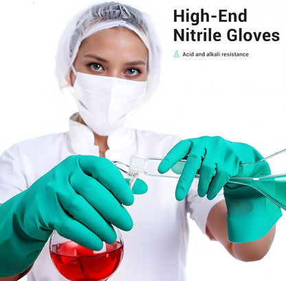 ThxToms Chemical Resistant Nitrile Gloves,Resist Household Acid, Alkali, Solvent and Oil, Latex Rubber Free, 1 Pair Extra Large