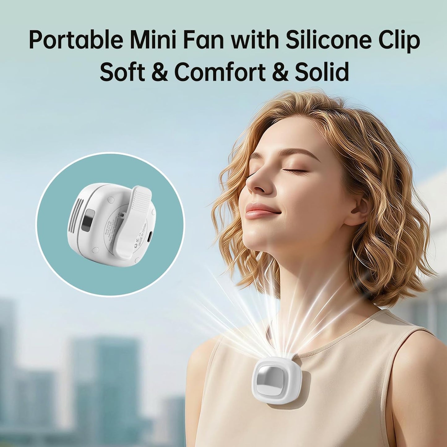 Bladeless Fan Mini Clip On Fan With Light, Portable Silent Mini Bladeless Electric Fan for Shirt & Waist, Adjustable 3-Speed Suspended Whirlwind Fans for Outdoor Travel Office (Green)