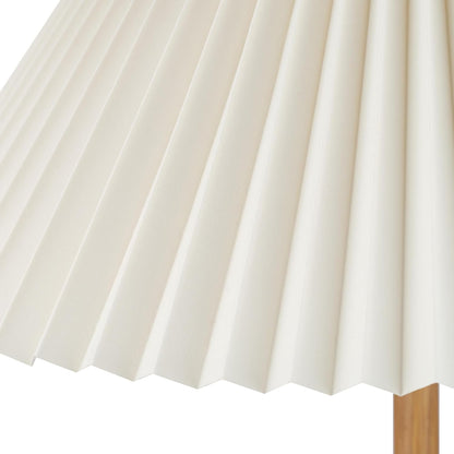 Globe Electric 61000053 62" Floor Lamp, Wood-Toned Finish, Pleated Fabric Shade, Pull Chain Switch, Reading Light, E26 Base, Modern Classic Lighting for Living Rooms and Bedrooms