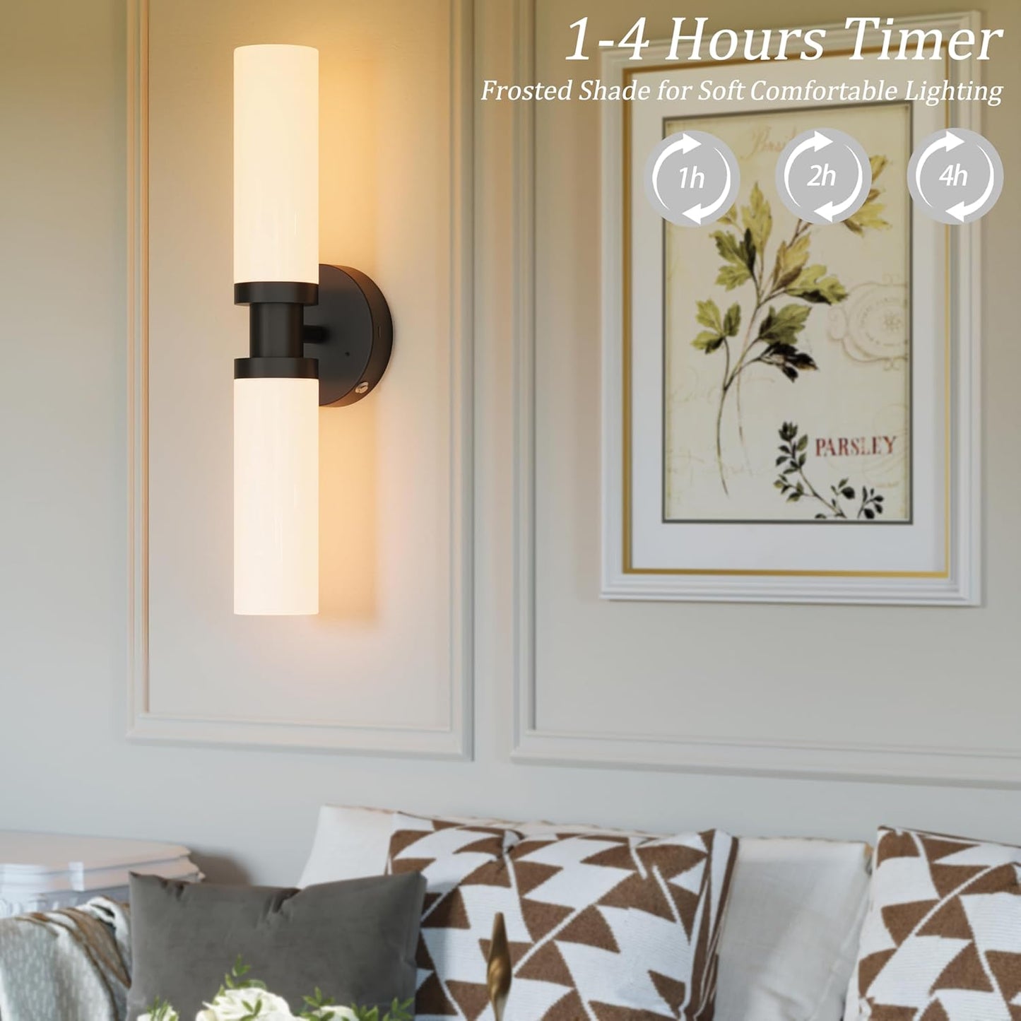 Battery Operated Wall Sconce Set of 2, 10000mAh Rechargeable Wireless Wall Lights Remote Control, Cordless Timer Dimmable Glass Wall Lamps for Living Room Bedside Entryway Emergency Gold 16.5 Inch