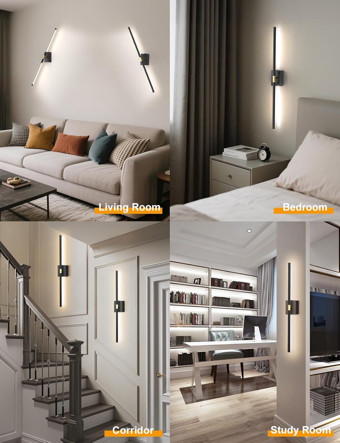 Battery Operated Wall Sconces Set of 2: 10000mAh Rechargeable Wall Lights with Remote, 360° Rotate 3000K-6000K LED Wireless Wall Light Fixtures Decor for Bedroom Living Room Hallway Picture Lighting