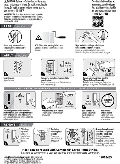 Command 10 lb XL Heavyweight Hook, 2 Wall Hooks and 6 Strips, Damage-Free Hanging with Adhesive, Heavy Duty Hanging Great for Back to School Dorm Organizers